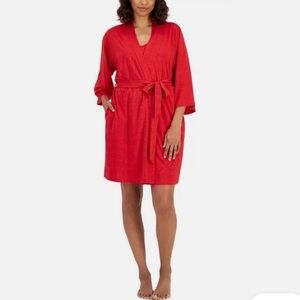 $90 NWT INC International Concepts 2Pc Sparkle Robe Chemise XS Infrared Sparkle